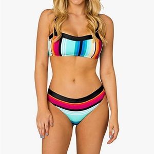 Serape Stripe Bathing Suit Two Piece Swimsuit Bikini Set